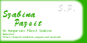 szabina pazsit business card